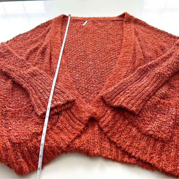Free People Oh La La Cardigan Burnt Orange Open Knit Oversized L - Picture 10 of 15